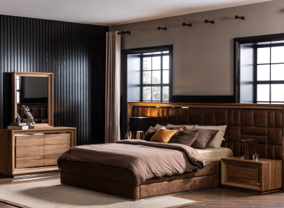 Bedroom set complete wardrobe nightstands bed cabinet 5-piece.